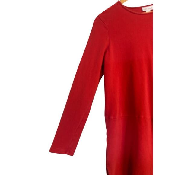 J. Jill Women's Side-Slit Soft Touch Brushed Cotton Seamed Tunic Top Size M Red - Picture 2 of 8